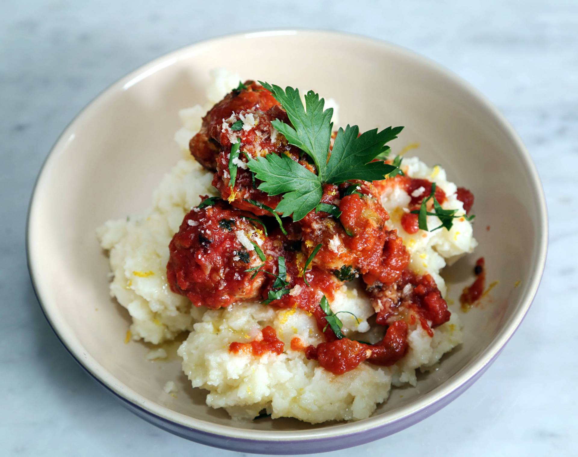TURKEY MEATBALLS PAPA GRATINADA