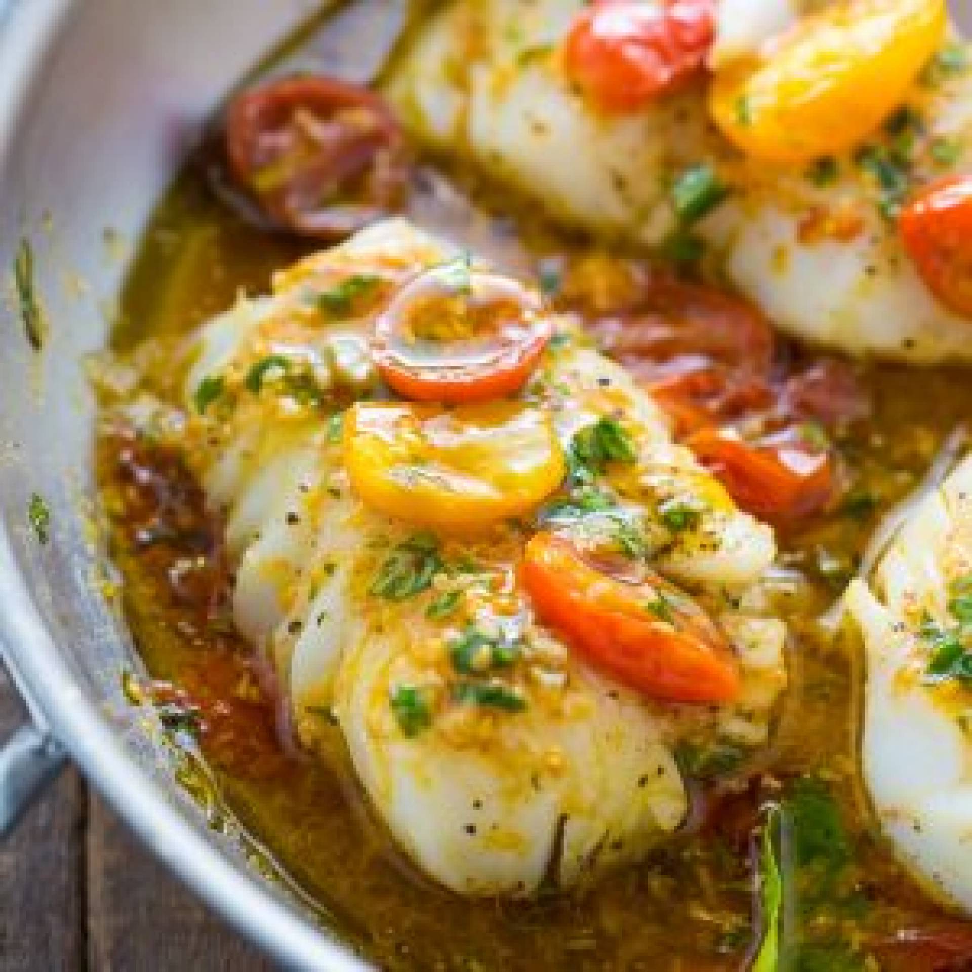 FILETE DE BACALAO SOBRE GUISO GARBANZOS Y CHORIZO