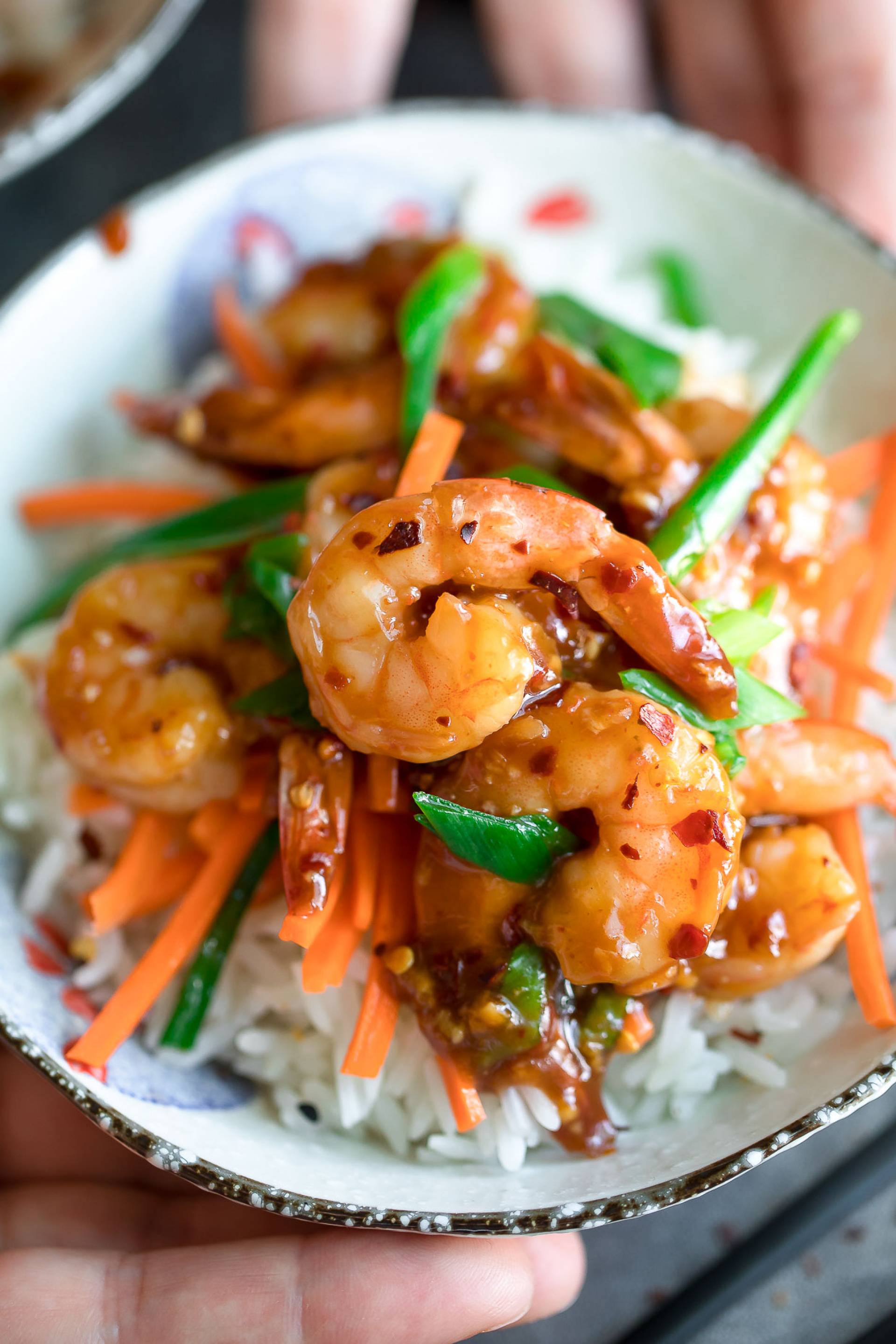 STIR FRY DE CAMARONES CON ARROZ JAZMIN