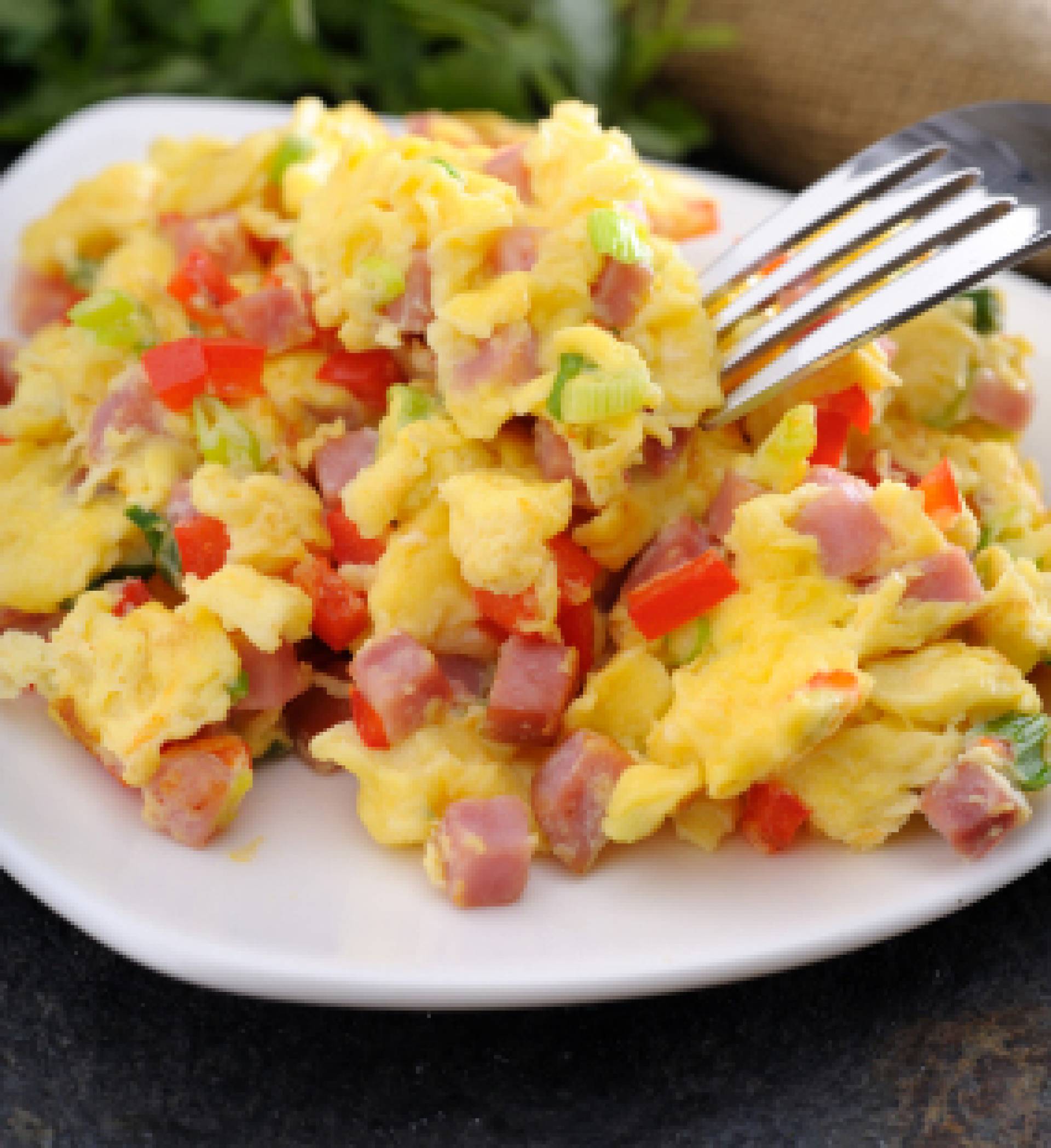 Egg Scrambled, Ham, Spinach, Swiss Cheese and Whole Grain Toasts