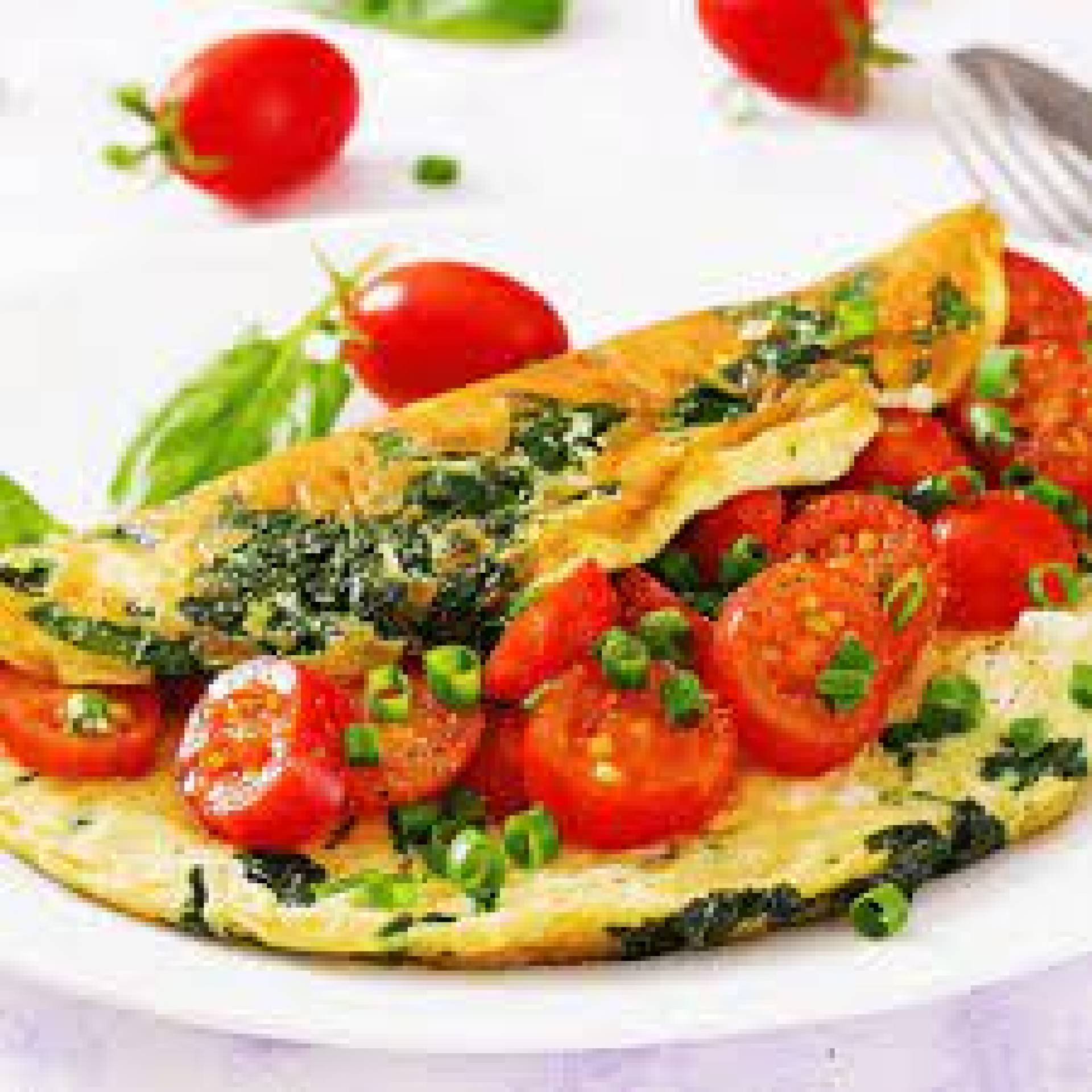 Omelette setas, espinaca y tomate