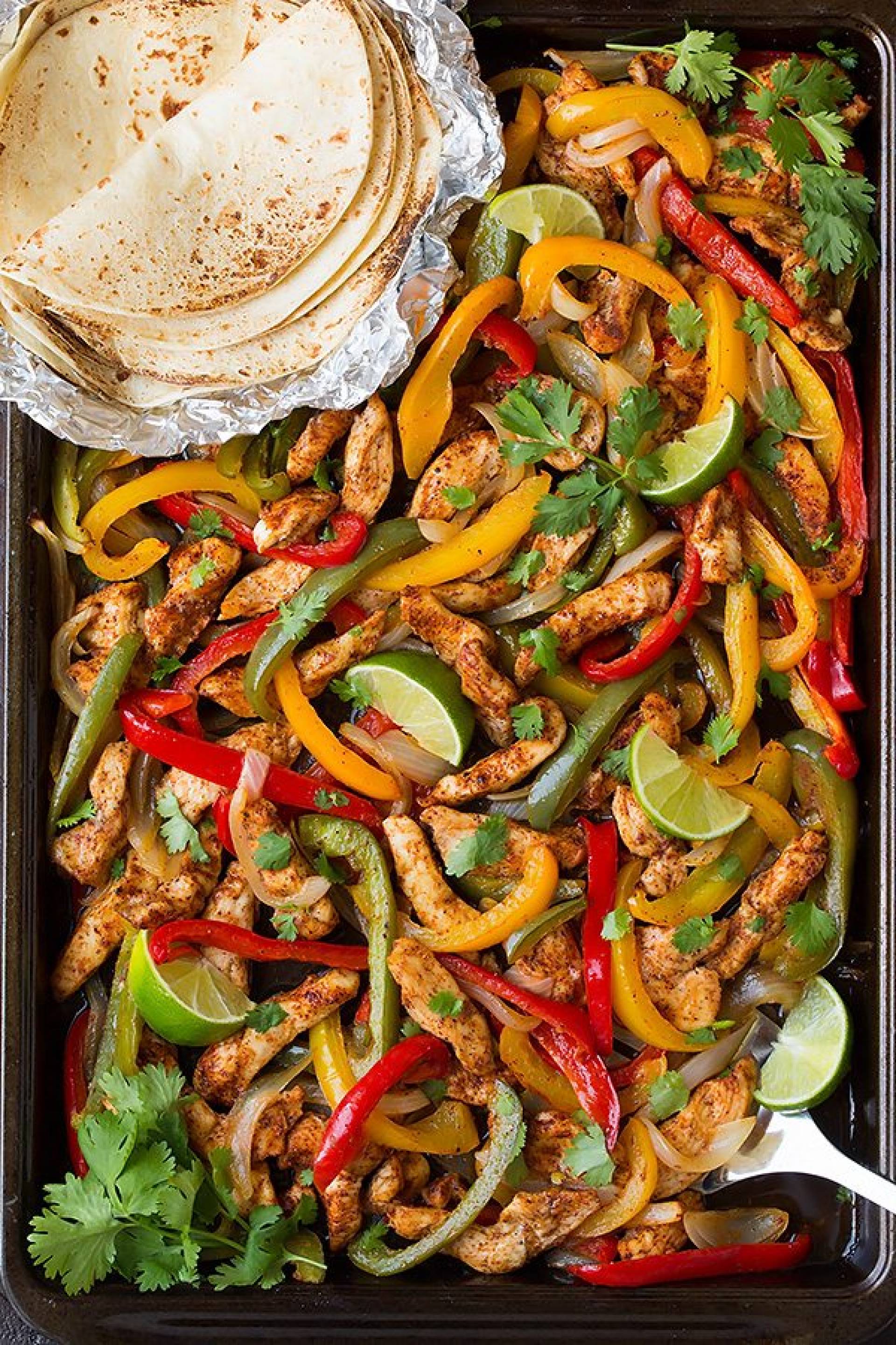 Fajitas de pollo & tortillas de maiz