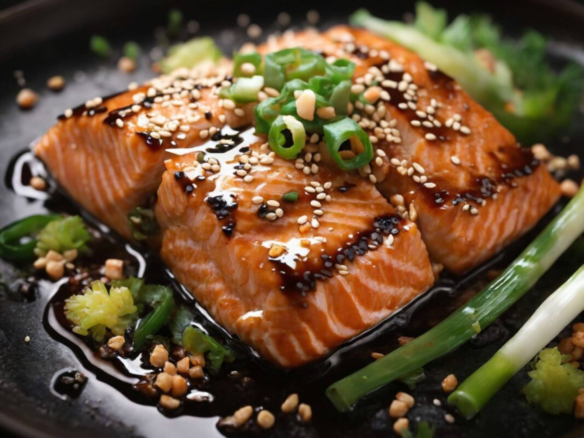 Salmón sesame ginger y brócoli salteado